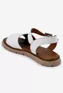 Sandale albe din piele