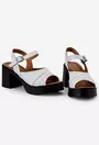 Sandale albe din piele cu platforma