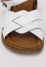 Sandale albe din piele cu talpa maro