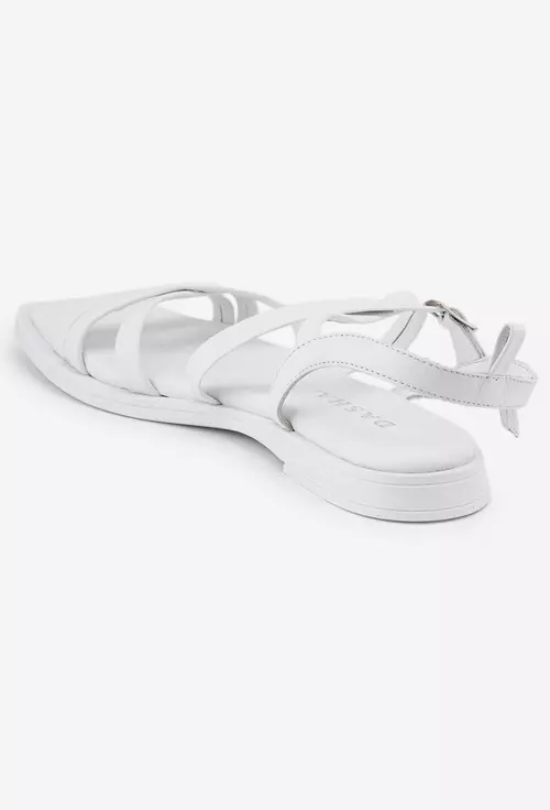 Sandale albe din piele naturala