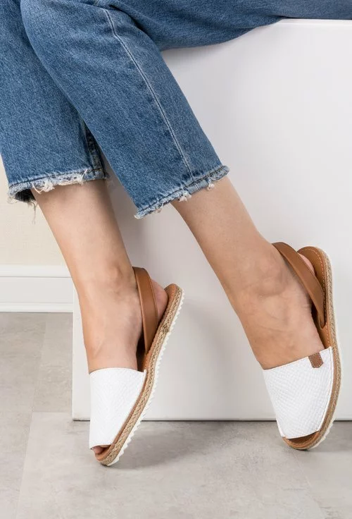 Sandale albe din piele naturala Mabelle