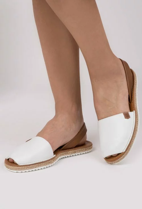 Sandale albe din piele naturala Mabelle