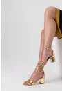 Sandale aurii din piele naturala Hana