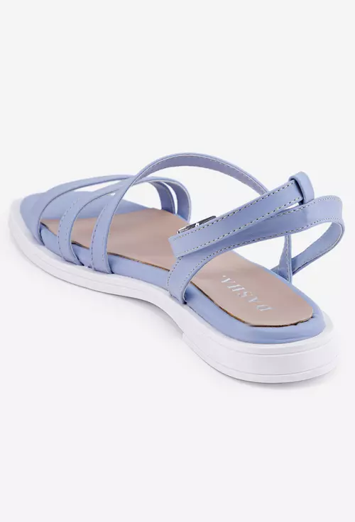 Sandale bleu din piele cu bareta in jurul gleznei