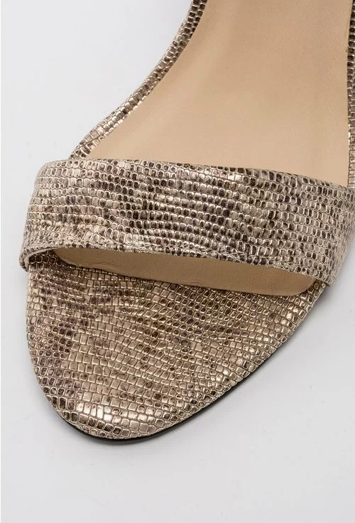 Sandale bronz aurii din piele naturala texturata Keren
