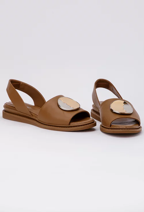 Sandale casual maro din piele naturala