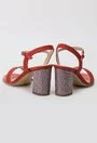 Sandale corai din piele naturala tip reptila Elfrida