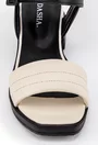 Sandale crem-nude din piele naturala cu detalii negre