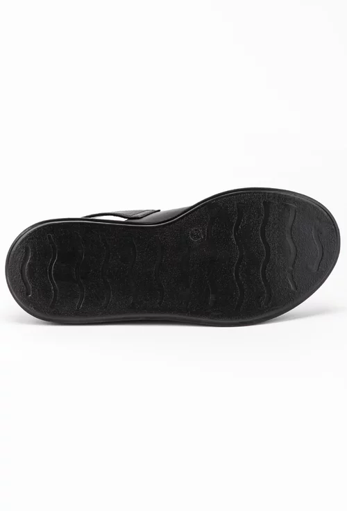 Sandale cu platforma negre din piele cu decupaj