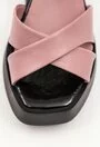 Sandale din piele cu platforma nuanta roz-mov pudra