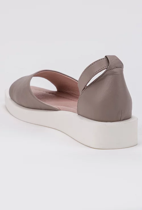 Sandale din piele culoarea taupe cu talpa confortabila