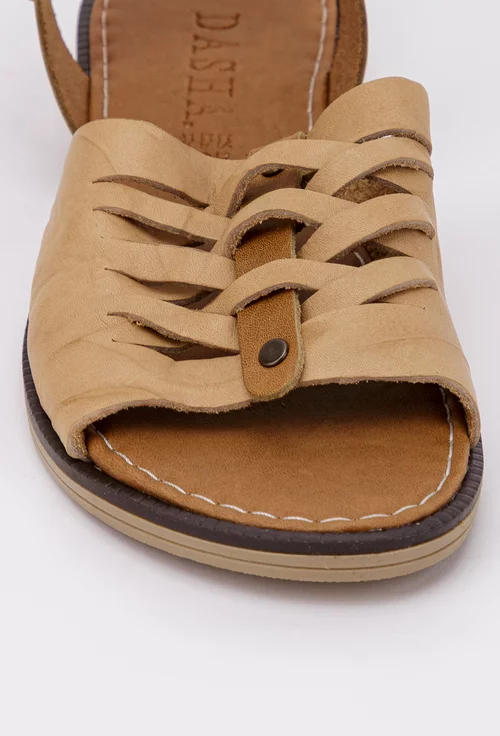 Sandale din piele in nuante maro inchis si deschis