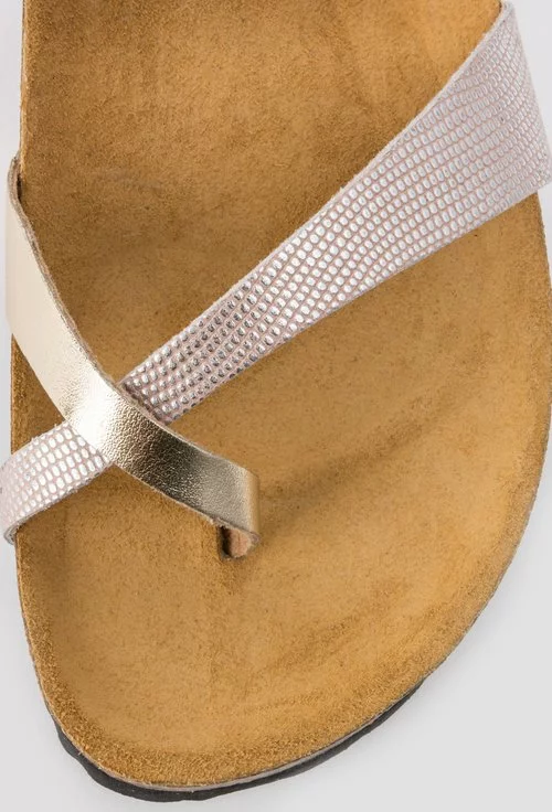 Sandale din piele naturala auriu cu rose sidefat Ariana