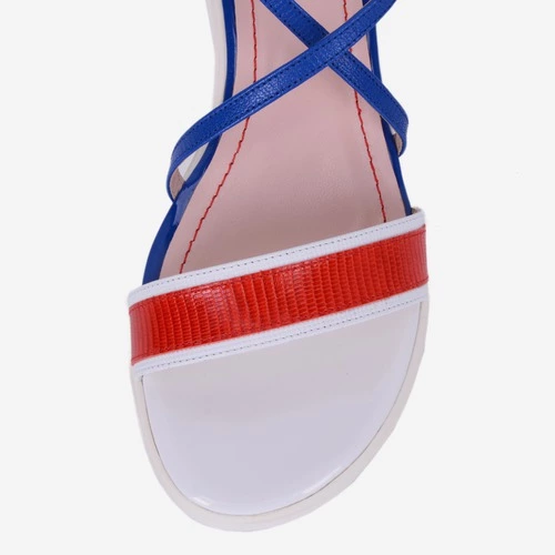 Sandale albastru cu rosu din piele naturala Beck
