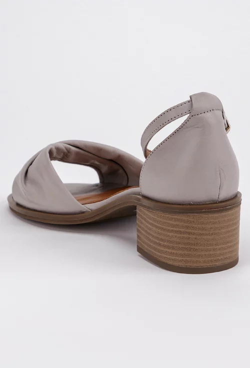 Sandale din piele naturala box nuanta gri