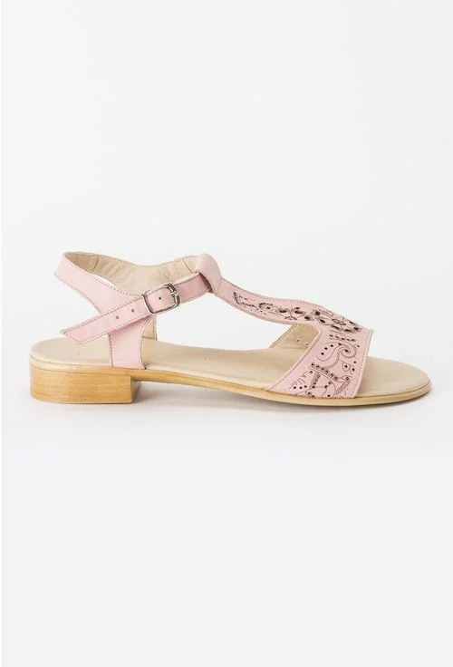 Sandale roz din piele naturala Galena