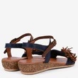 Sandale bleumarin cu maro din piele naturala Marimar