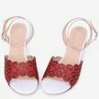 Sandale alb cu rosu din piele naturala Misti