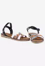 Sandale din piele naturala neagra cu detalii multicolore