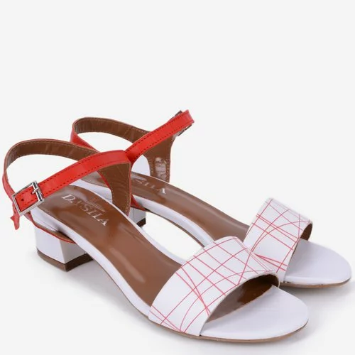 Sandale albe cu rosu din piele naturala Raluca