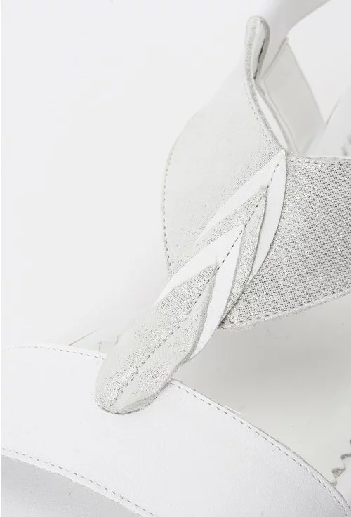 Sandale albe cu argintiu din piele naturala Silver