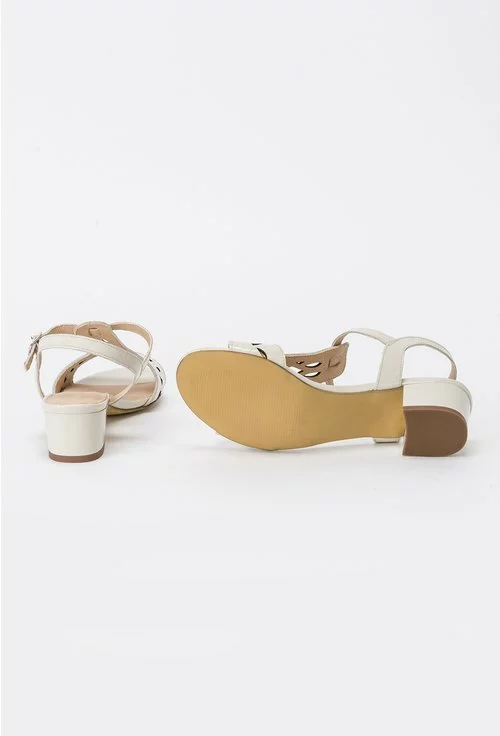 Sandale crem din piele naturala perforata Vika | Dasha.ro