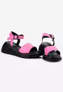 Sandale fuchsia din piele cu inchidere catarama