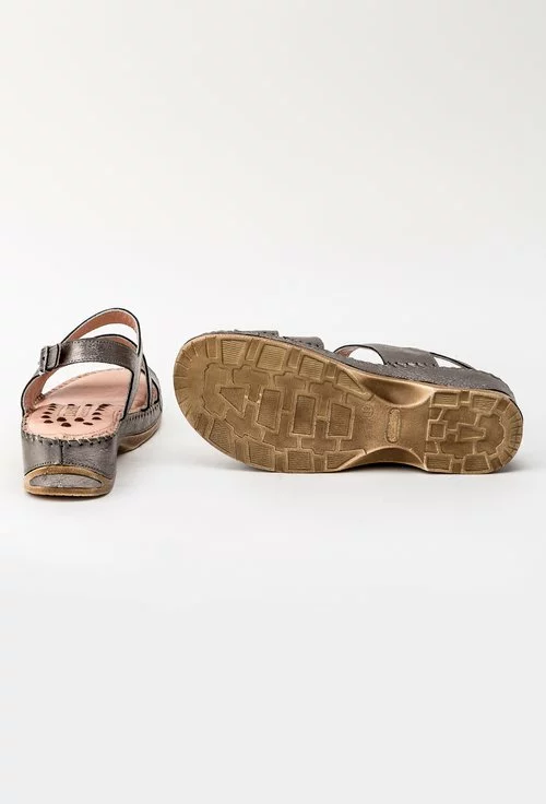 Sandale gri metalizat din piele naturala Abrienda