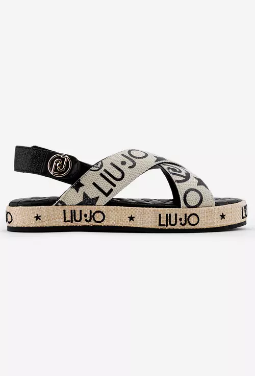Sandale LiuJo bej cu negru din material textil
