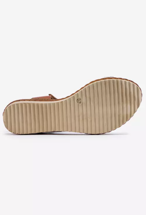 Sandale maro cu bej din piele naturala
