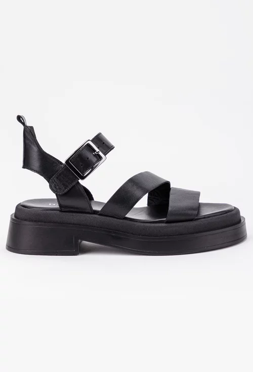 Sandale negre confectionate din piele cu o catarama