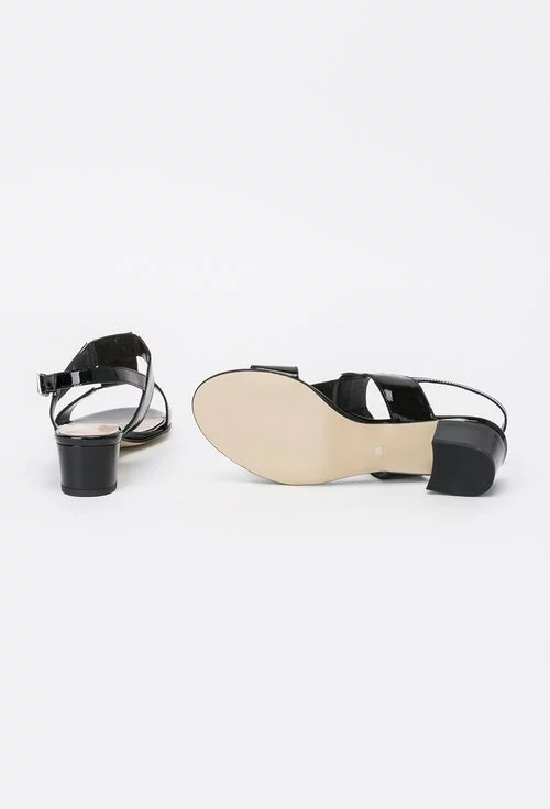 Sandale negre cu argintiu din piele naturala Silvia