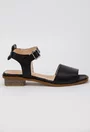 Sandale negre din piele cu toc mic
