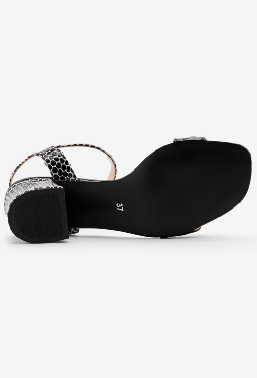 Sandale negre din piele lacuita cu model buline