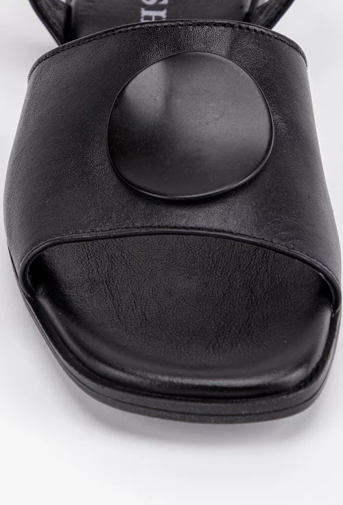Sandale negre din piele naturala box