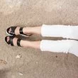Sandale negre din piele naturala Tania