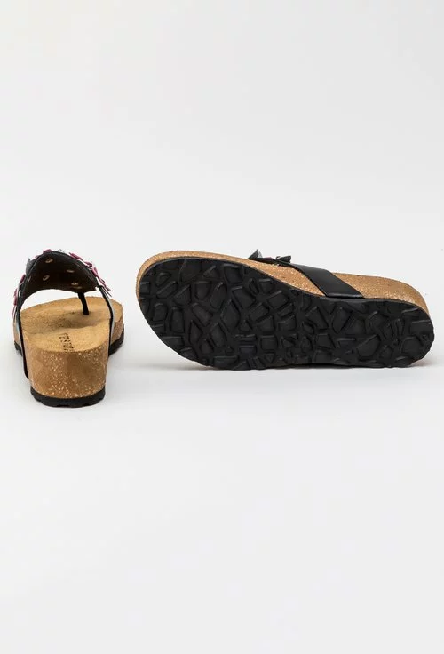 Sandale negre tip papuc din piele naturala Daiana