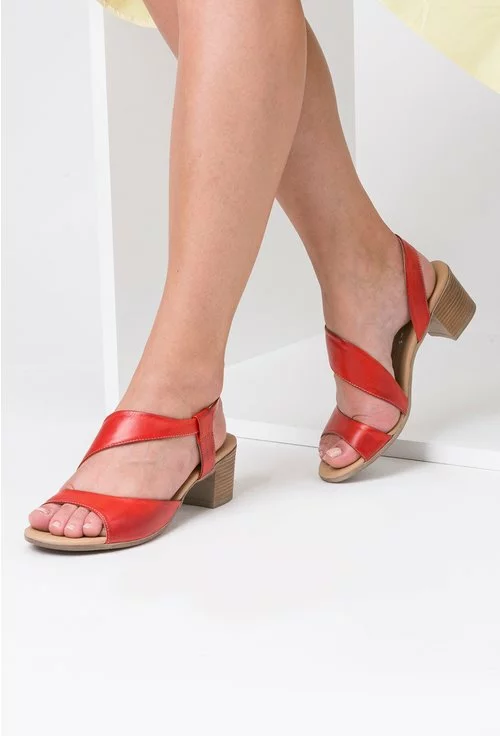 Sandale rosii din piele naturala Corelia