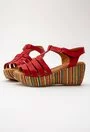Sandale rosii din piele naturala cu platforma Mozby