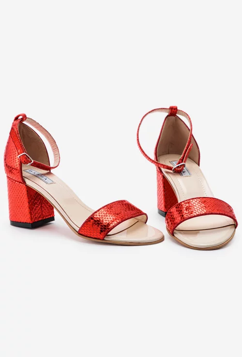 Sandale rosii din piele sidefata