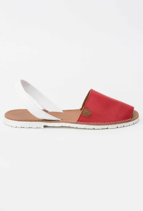 Sandale rosu cu alb din piele naturala Anida