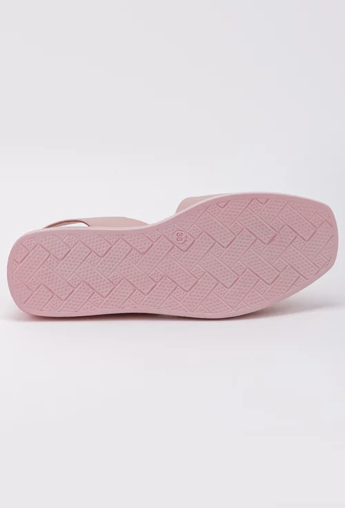 Sandale roz deschis din piele cu ornament