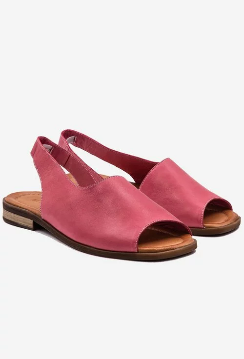 Sandale roz din piele naturala