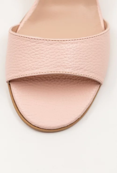 Sandale roz pal din piele cu toc