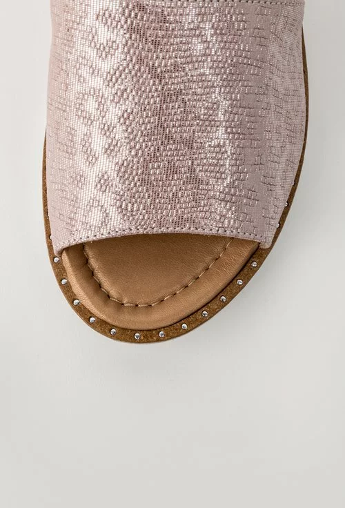 Sandale roz sidefat din piele naturala Brinda