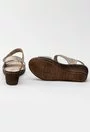 Sandale taupe cu platforma din piele naturala perforata Brown