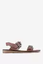 Sandale taupe din piele cu doua catarame