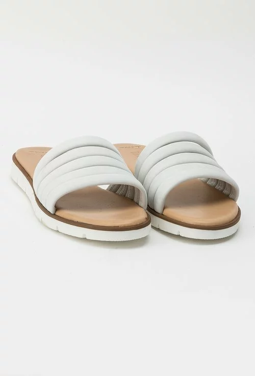 Sandale tip papuc Darkwood albe din piele naturala intoarsa Isaura