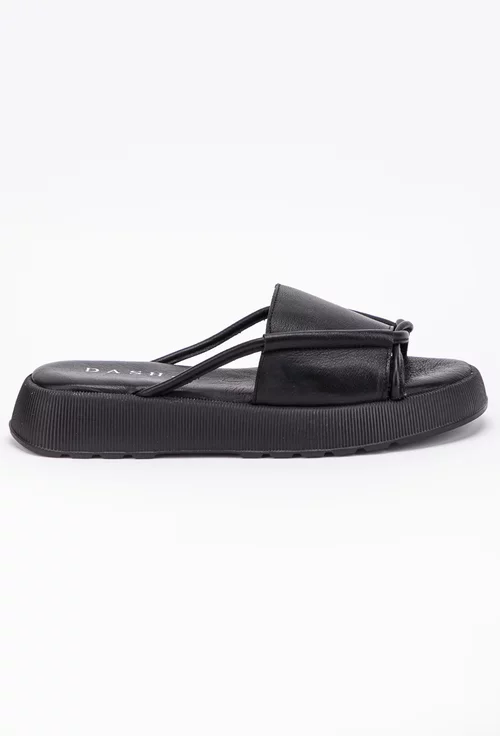Sandale tip papuc din piele neagra