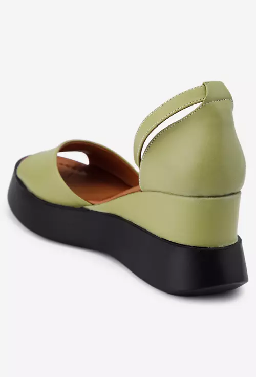 Sandale verzi din piele cu platforma